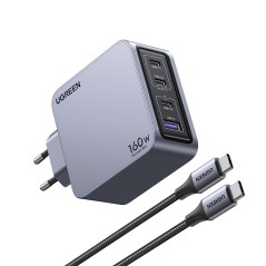 Ugreen Nexode Pro 160W GaN Charger with USB-C Cable - Fast Charging, Universal Compatibility, Sleek Black Design